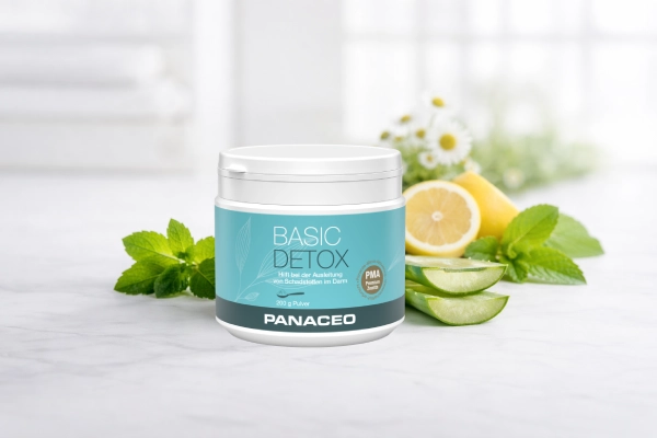 BASIC DETOX von PANACEO – natürliches Detox-Pulver mit 100 % PMA-Zeolith zur Unterstützung der Darmgesundheit Produktabbildung von PANACEO BASIC DETOX Pulver zur natürlichen Darmentgiftung mit PMA-Zeolith
